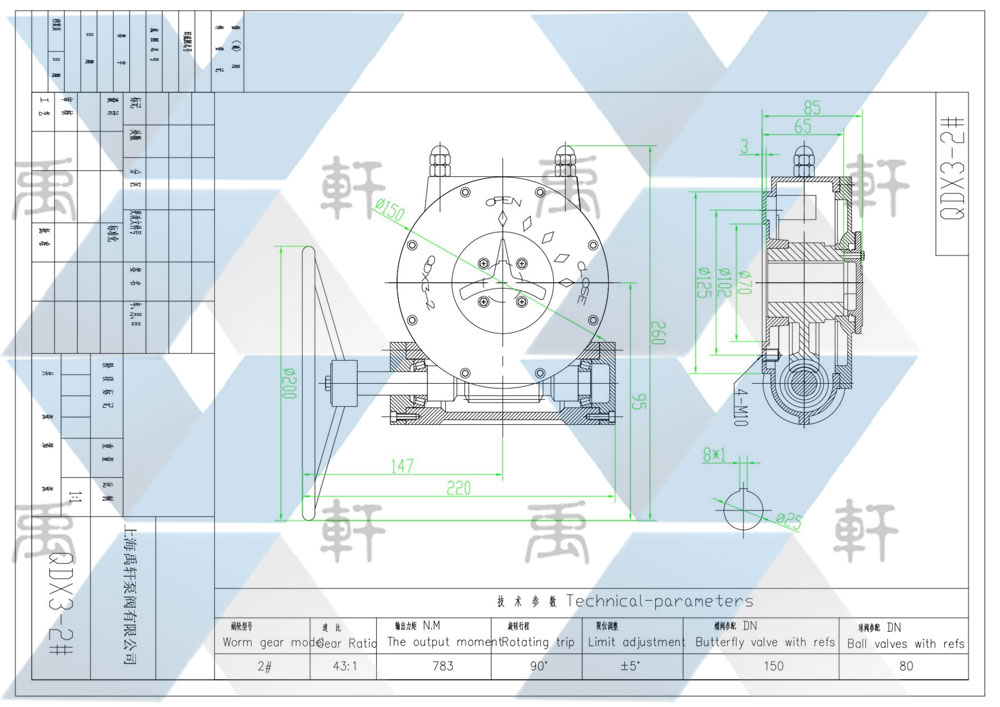 QDX3-291视频软件下载纸（蜗轮头）技术参数与CAD图纸(图1)