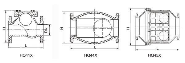 HQ41X-16P-DN100不锈钢无磨损球形止回阀(图1)
