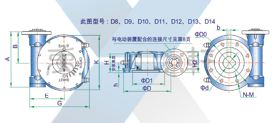 QDX3-D9角行程电动齿轮箱(图1)